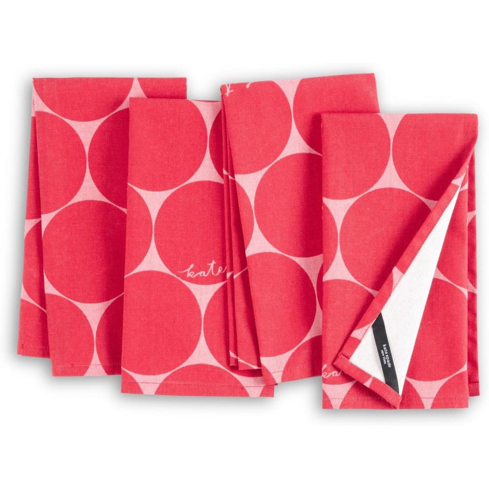 imageKate Spade New York Joy Dot Cloth Napkins 4Pack Set 100 Cotton Machine Washable Rose PinkRed 20quotx20quotRose PinkRed