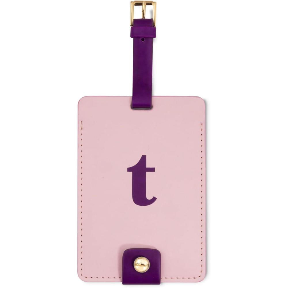 imageKate Spade New York Leatherette Luggage Tag with Secure Strap Colorful Suitcase Identifier for Travel Monogram Bag Tag ID ET