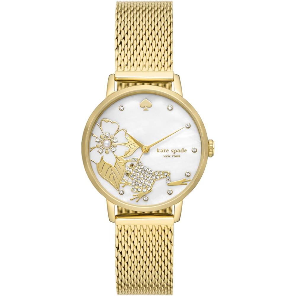 imageKate Spade New York Metro Womens Watch with Stainless Steel Bracelet or Leather Band Novelty Womens WatchGold Mesh