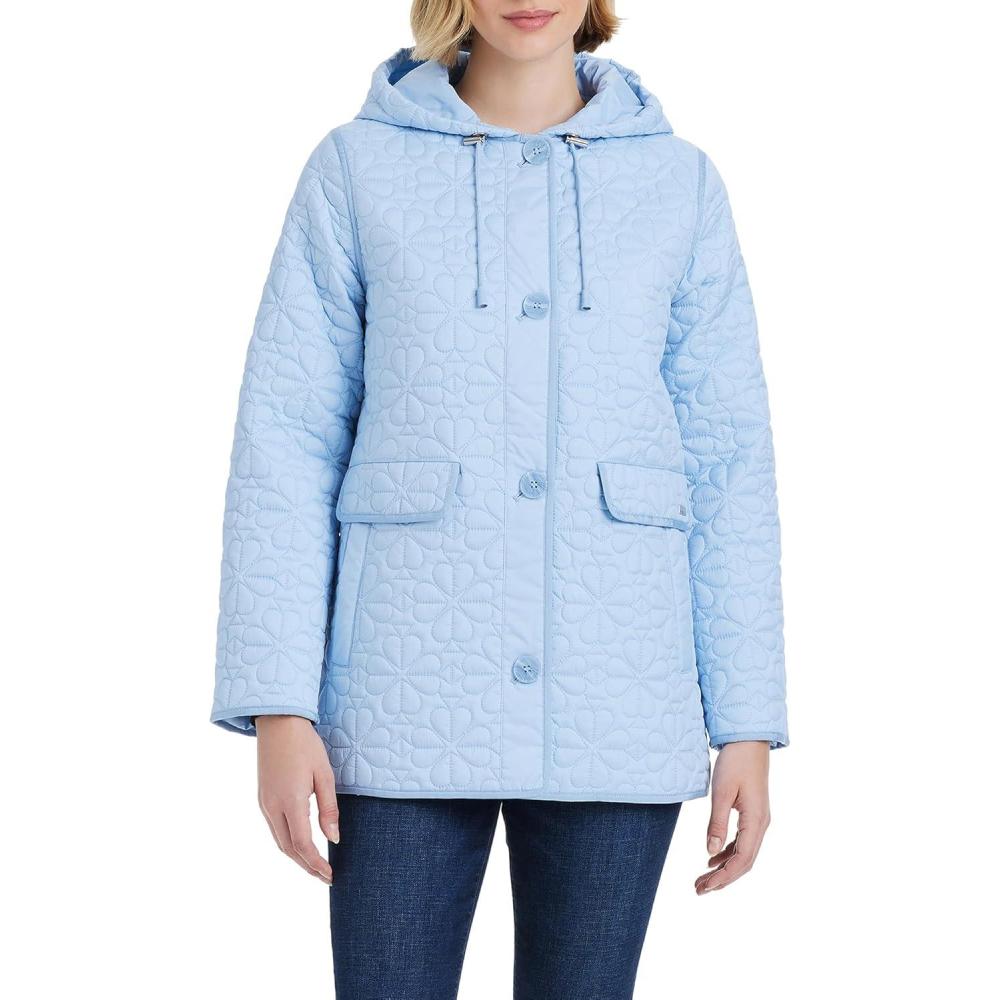 imageKate Spade New York Midweight Hooded ALine Quilted JacketClear Sky