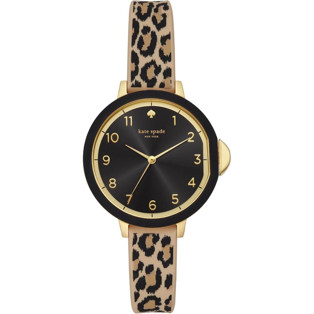 imageKate Spade New York Park Row Womens Watch with Silicone BandGold Leopard Print