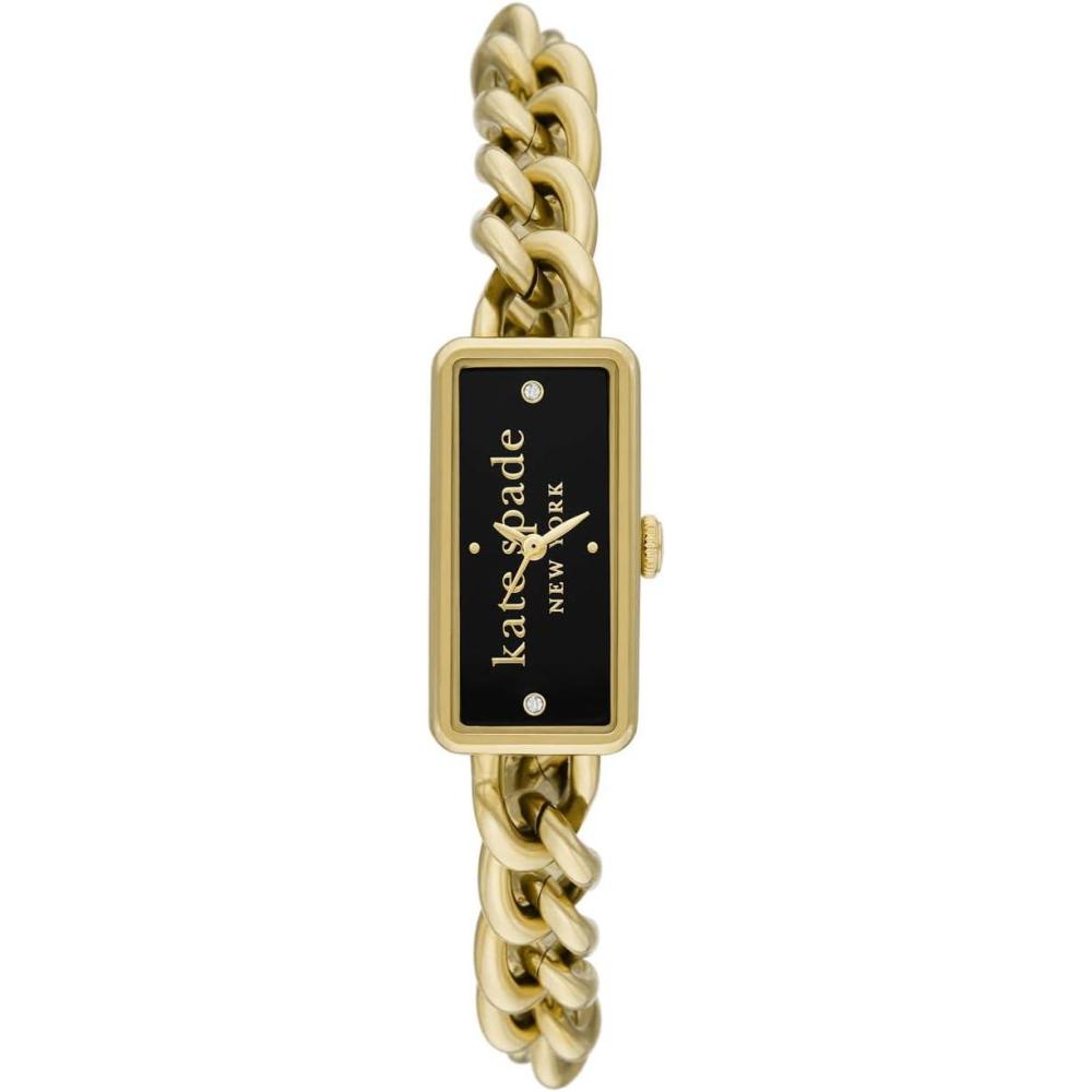 imageKate Spade New York Rosedale Rectangular Womens Watch with Stainless Steel Chain Bracelet or Leather BandGold  Black