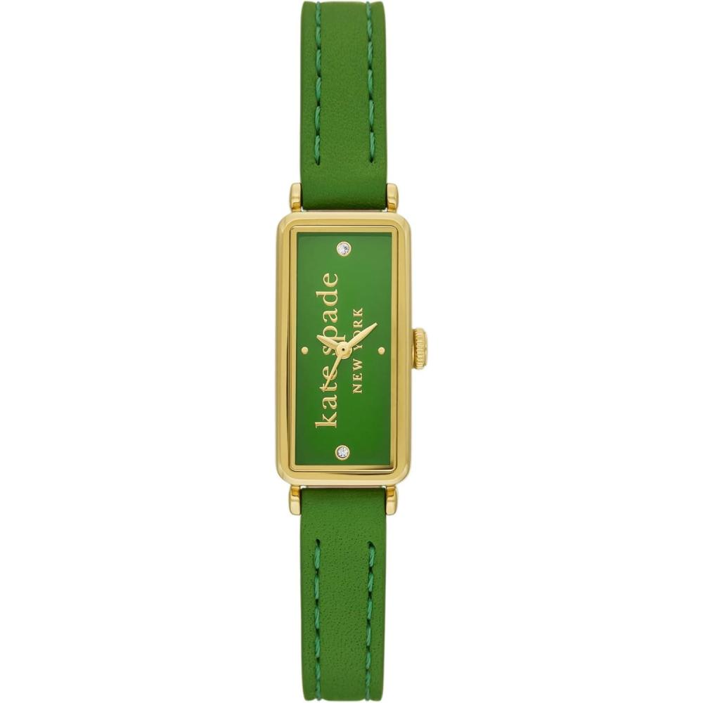 imageKate Spade New York Rosedale Rectangular Womens Watch with Stainless Steel Chain Bracelet or Leather BandGreen Gold