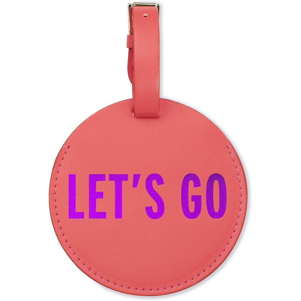 imageKate Spade New York Round Vegan Leather Luggage Tag for Women Durable Suitcase ID Tag Lets Go