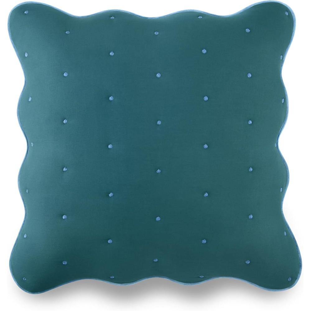 imageKate Spade New York Scalloped Edge Euro Sham 26quot x 26quot Decorative Pillow Cover Single 100 Cotton Cover Machine Washable MarshmallowBlue Spruce