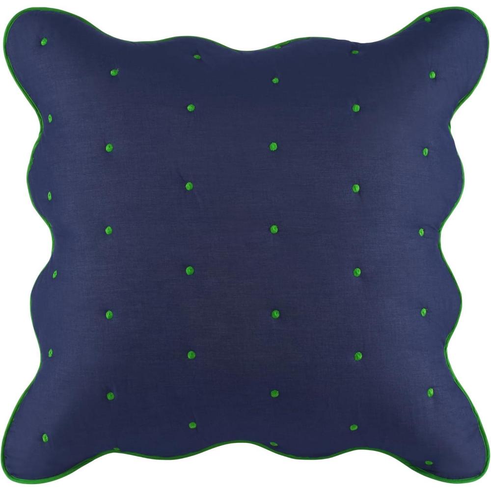 imageKate Spade New York Scalloped Edge Euro Sham 26quot x 26quot Decorative Pillow Cover Single 100 Cotton Cover Machine Washable MarshmallowNavy