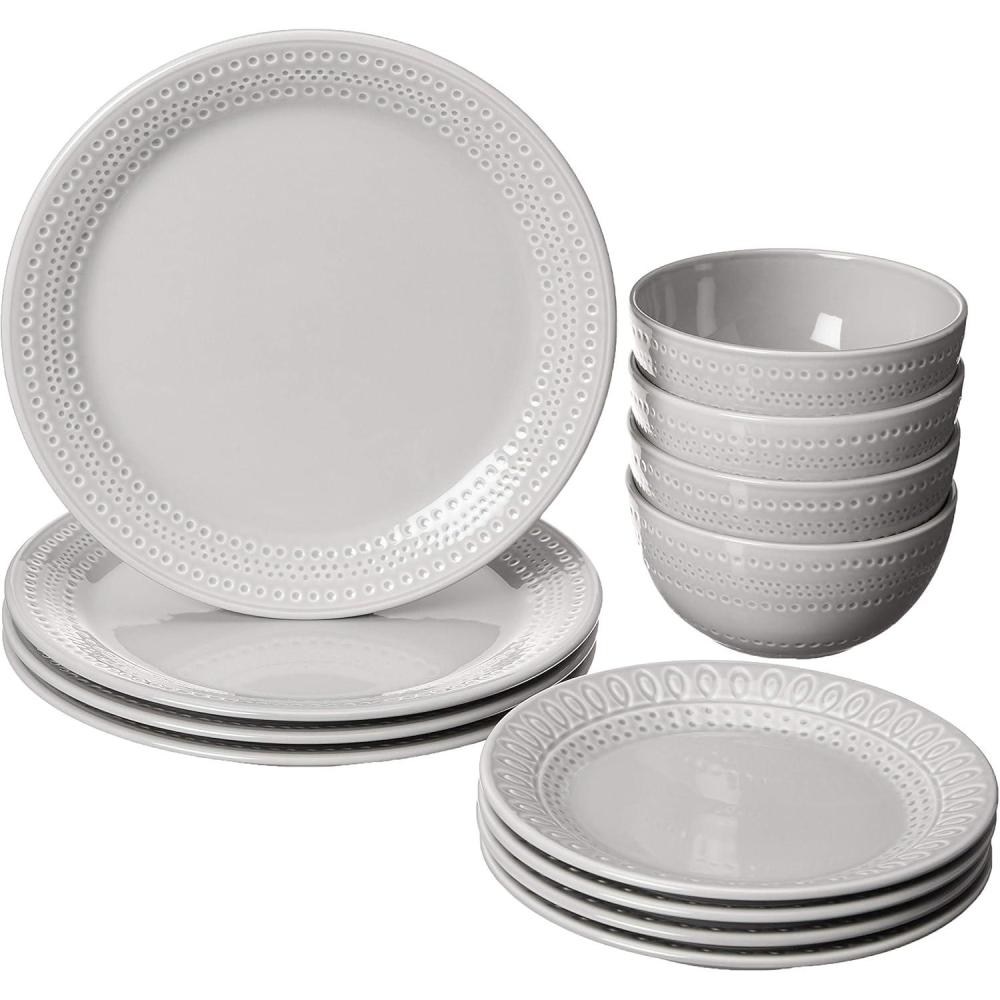 imageKate Spade New York Willow Drive8482 12Piece Dinnerware Set 1775 LB TaupeGrey12Piece Place Setting
