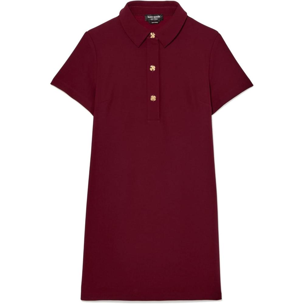 imageKate Spade New York Womens Crepe Polo Mini Shift Dress with Gold ButtonsRoasted Pomegranate