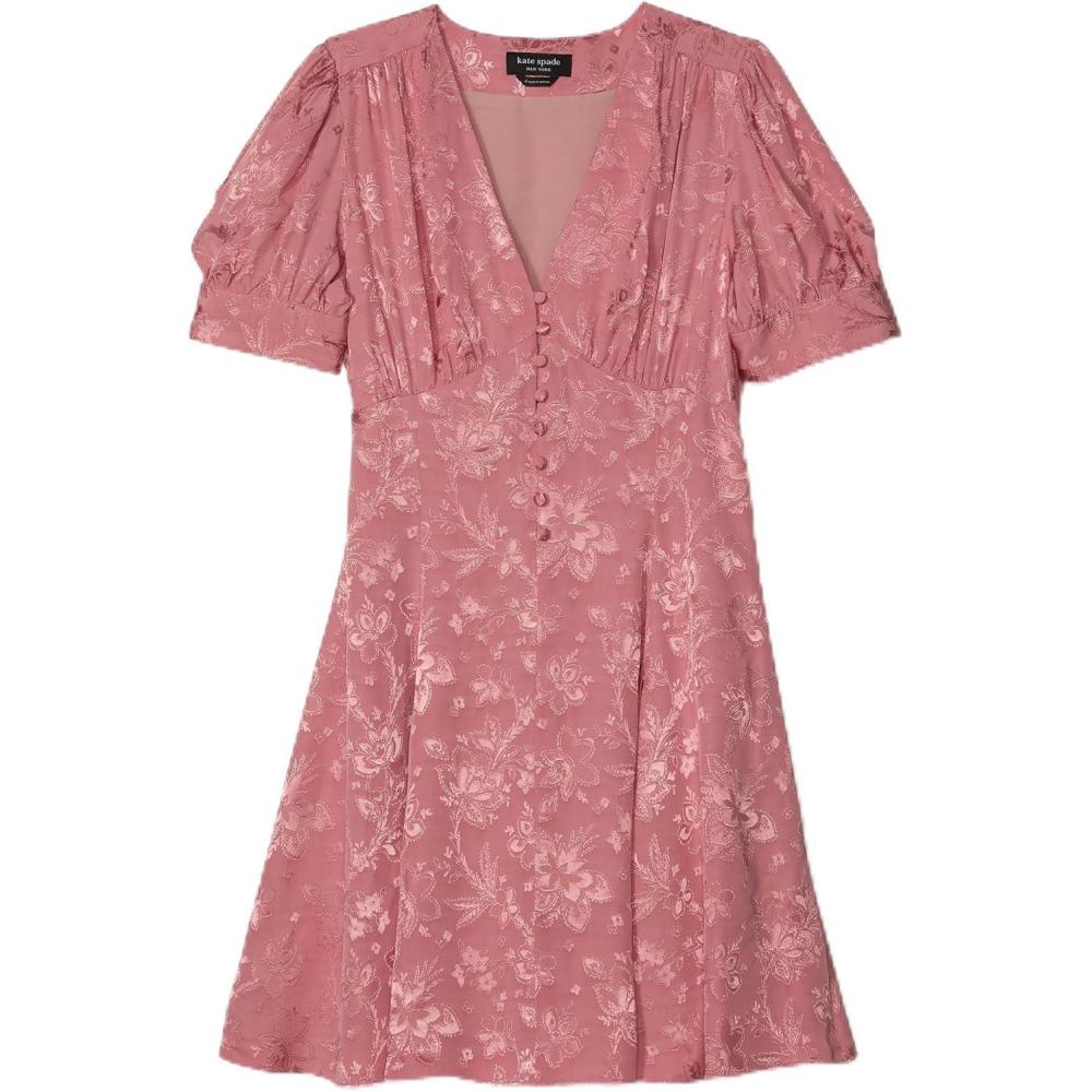 imageKate Spade New York Womens Mini DressFluid Jacquard Puff Sleeve Serene Pink