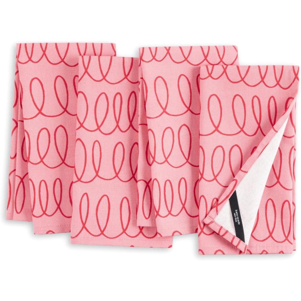 imageKate Spade New York in The Loop Cloth Napkins 4Pack Set 100 Cotton Machine Washable GreenCream 20quotx20quotRose PinkRed