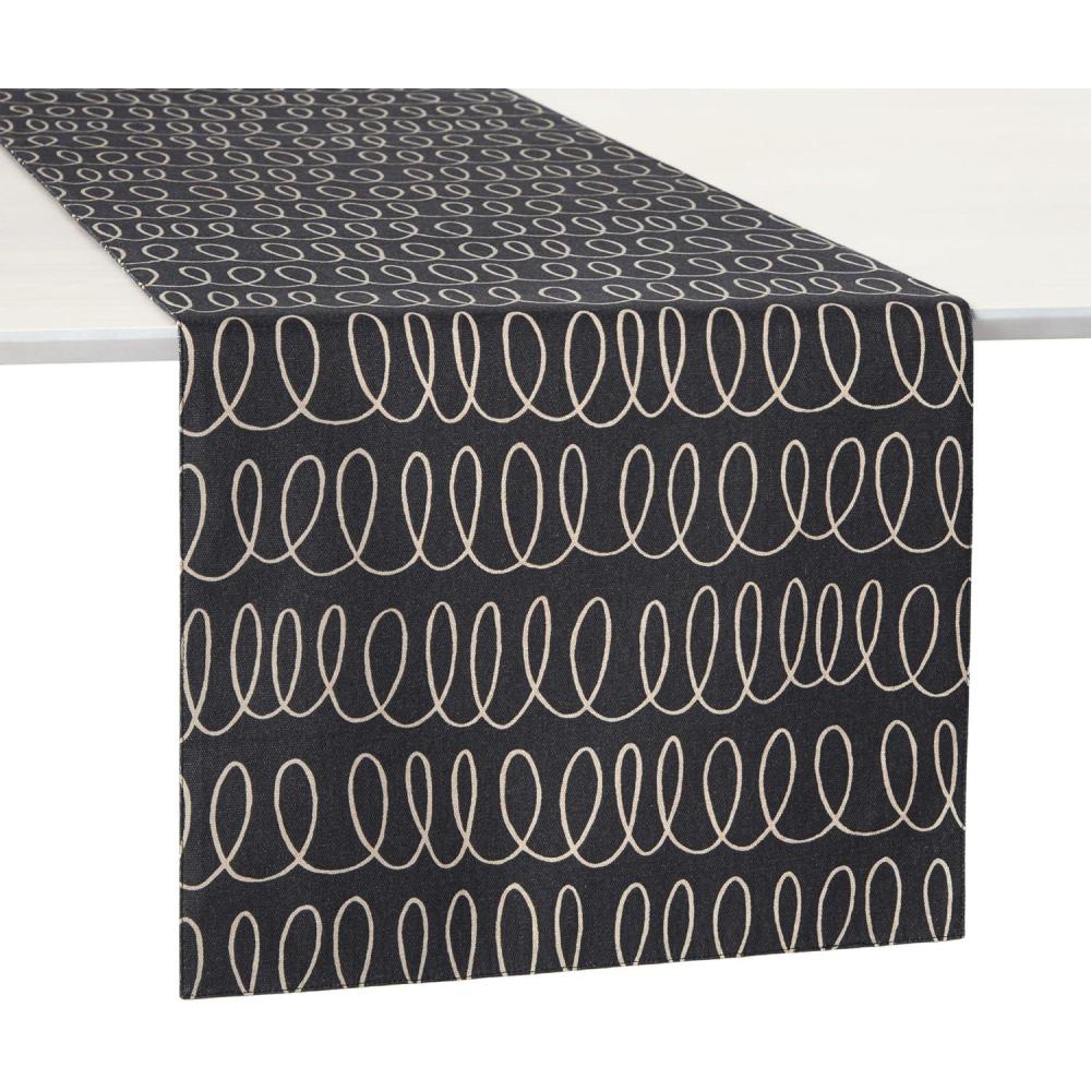 imageKate Spade New York in The Loop ampamp Joy Dot Reversible Table Runner 100 Cotton Machine Washable CreamNavy Blue 15quotx72quotBlackBeige