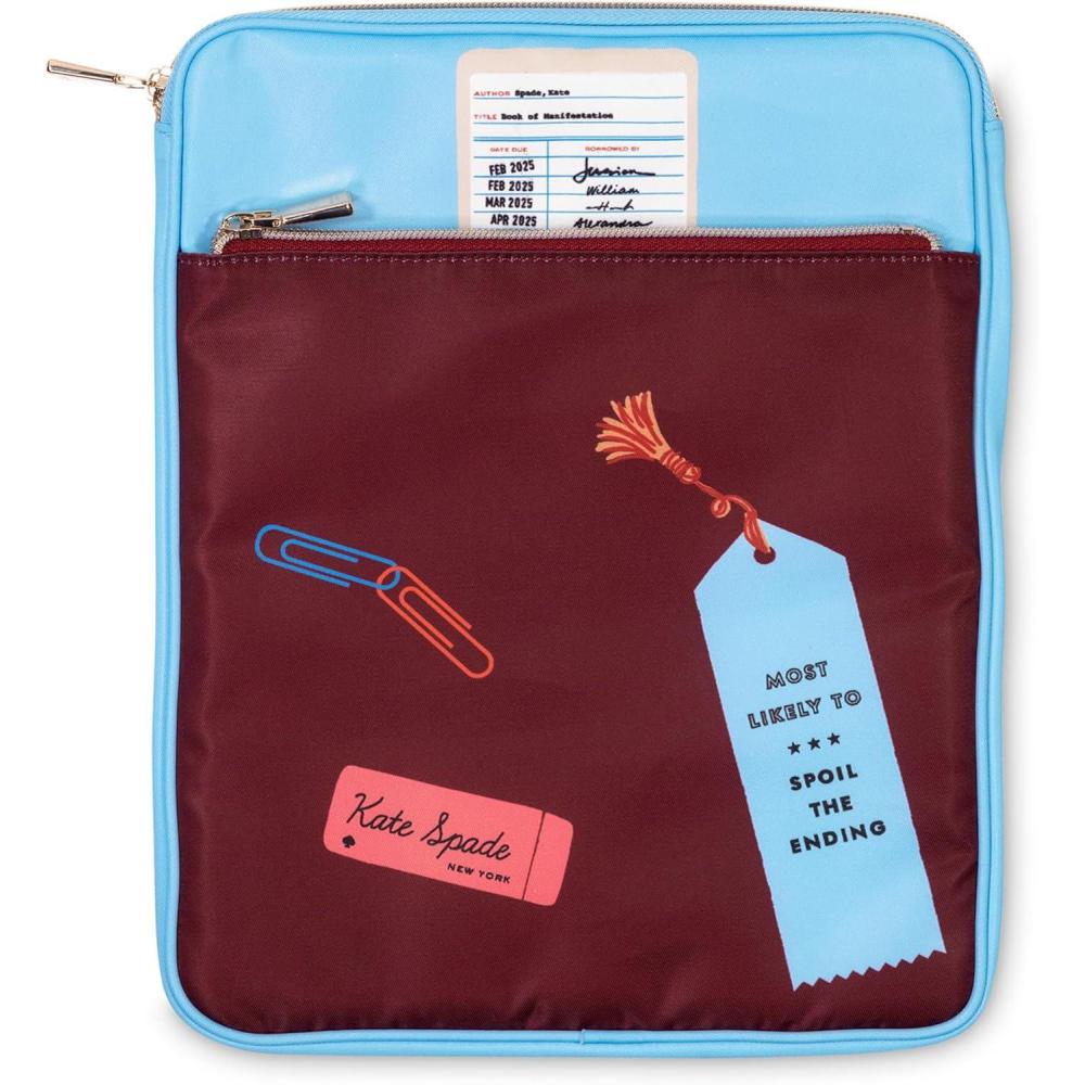 imagekate spade new york 1125quot x 85quot Travel Book Pouch Nylon Book Cover with Front ampamp Main Zipper Pockets for Travel Book Club