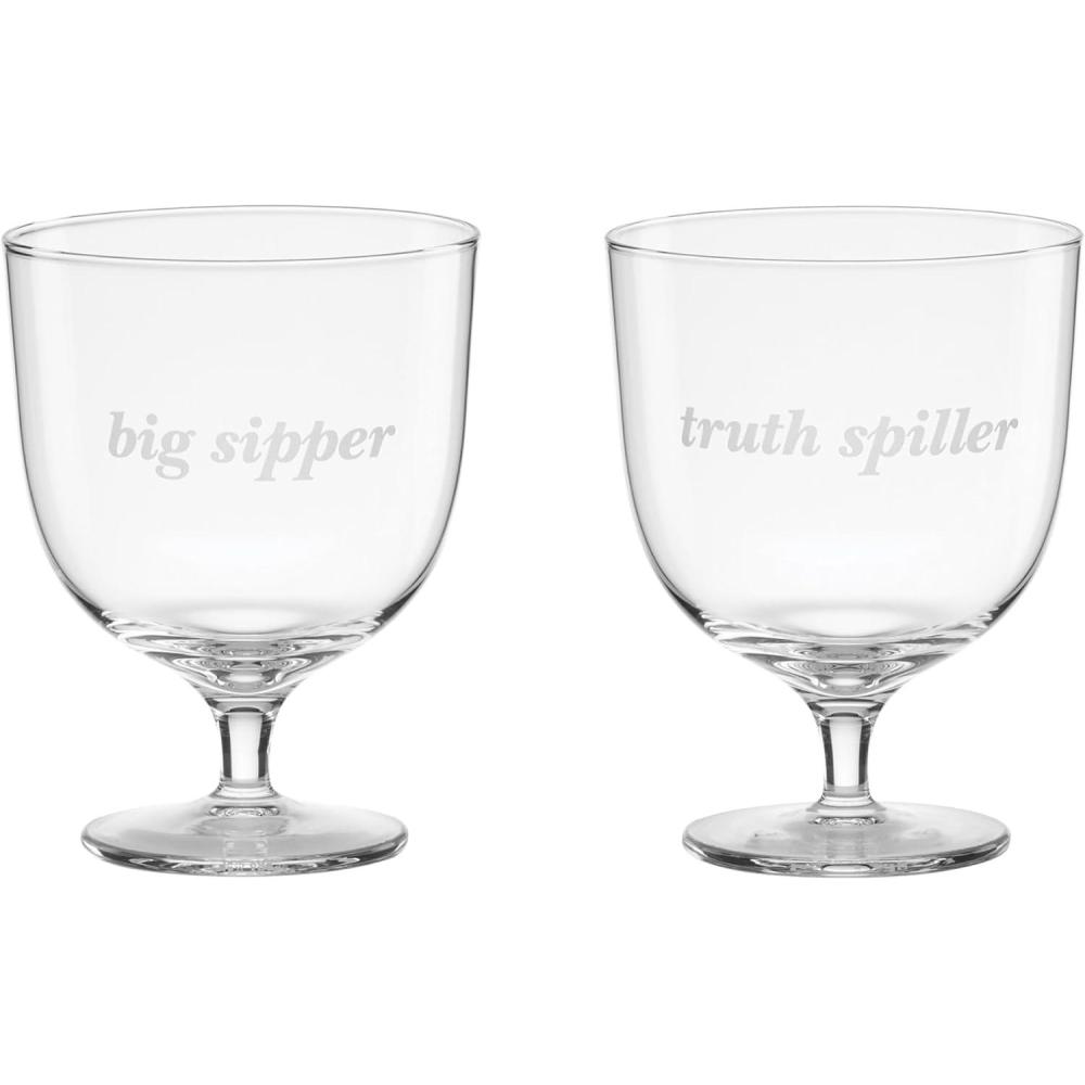 imagekate spade new york Bottoms Up ampamp Top Me Off Hiball Glasses Set of 2Wine Glasses Big Sipper