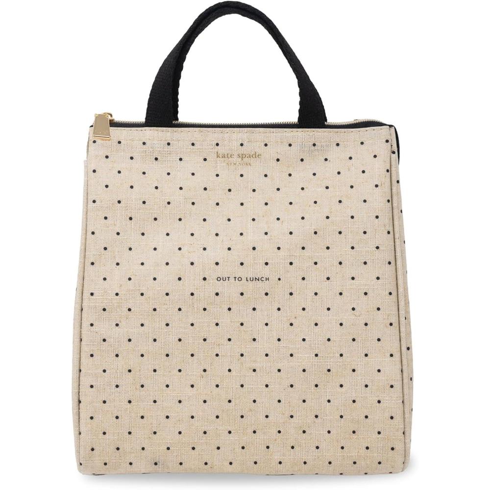 imagekate spade new york Cute Lunch Bag for Women Large Capacity Lunch Tote Adult Lunch Box with Silver Thermal Insulated Interior Lining and Storage Pocket Out to Lunch