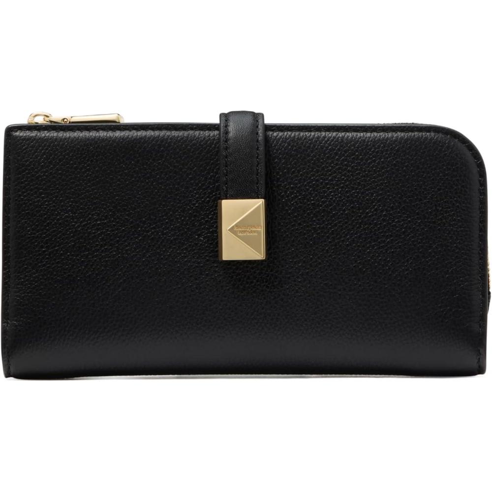imagekate spade new york Deco Pebbled Leather Zip Slim Wallet Black