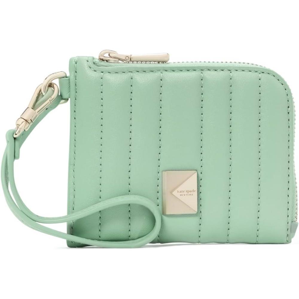 imagekate spade new york Deco Quilted Leather Coin Card case WristletQuilted Pistachio Ice