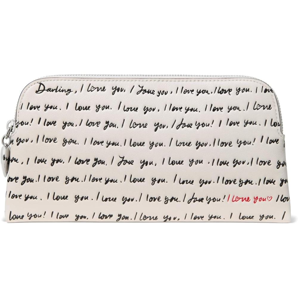 imagekate spade new york Devin I Love You Script Embossed Leather Pouch Cream Multi