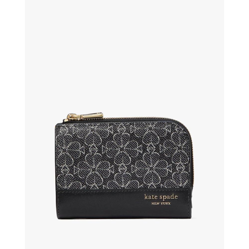 imagekate spade new york Devin Small Compact WalletBlack Multi Spade Flower