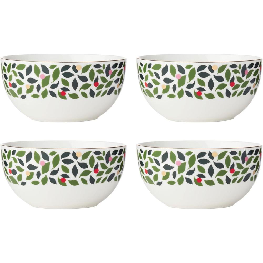 imagekate spade new york Evergreen 4Piece SoupCereal Bowls Christmas Dinnerware