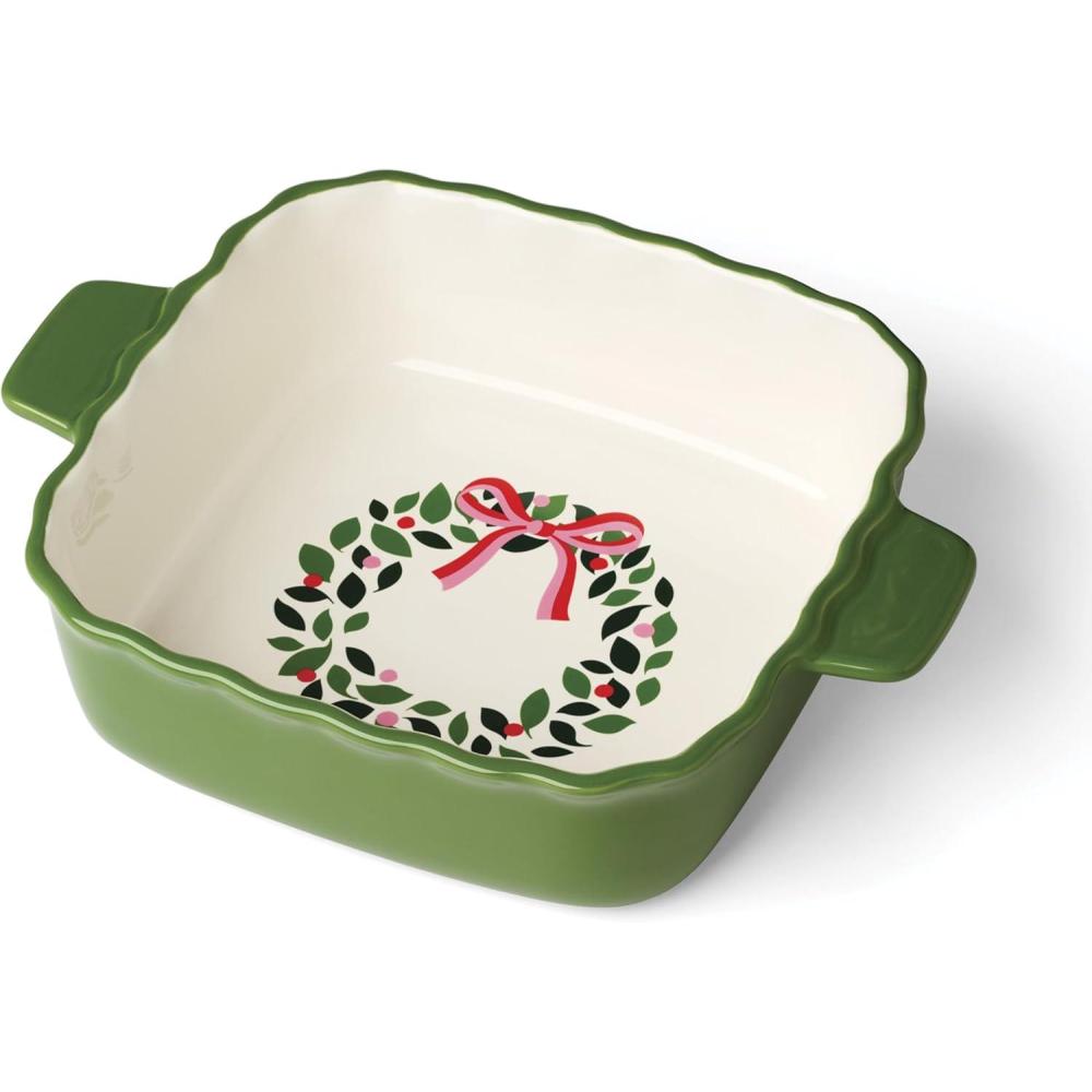imagekate spade new york Evergreen Square Scallop Baking Dish Christmas Festive Kitchen Decor