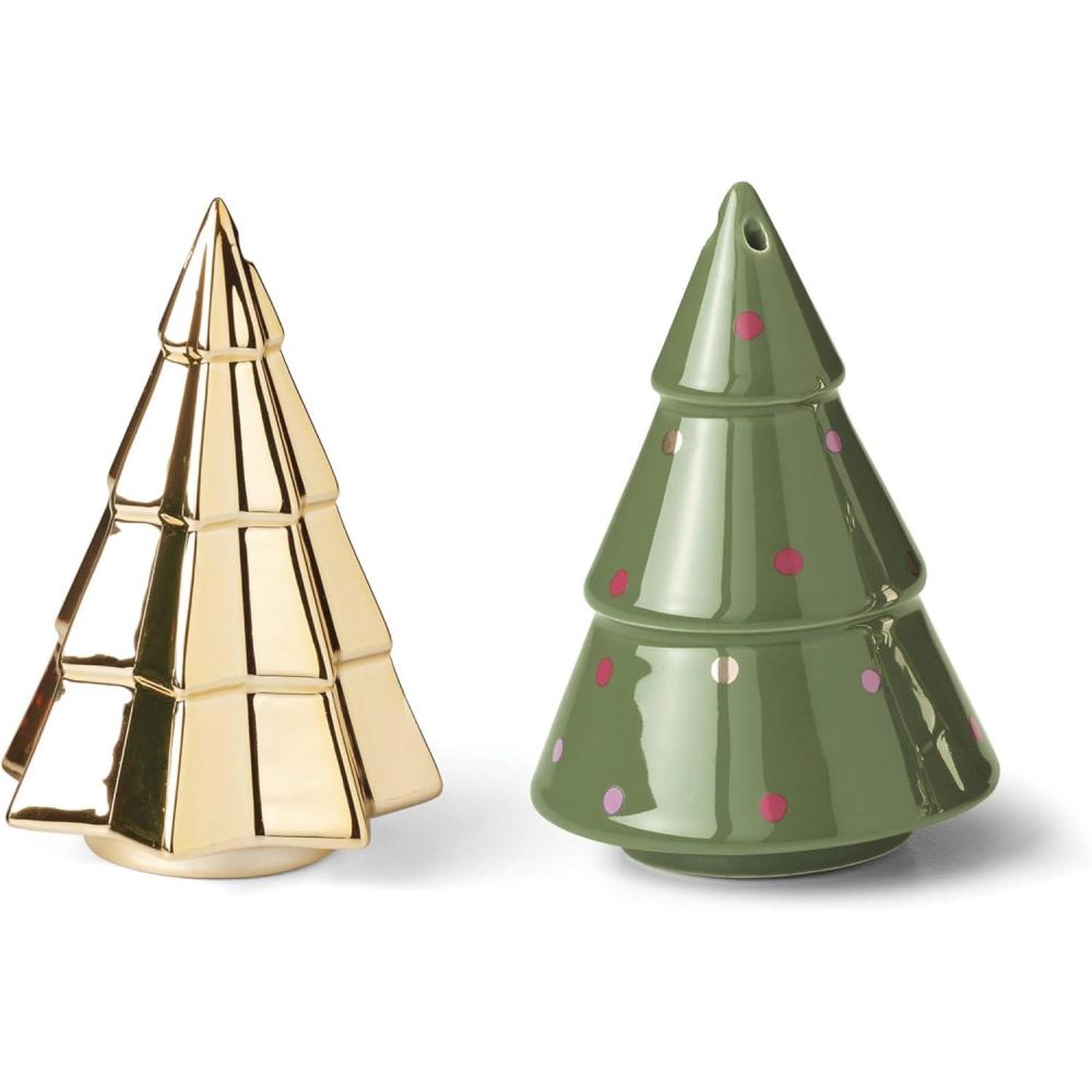 imagekate spade new york Figural Evergreen Tree Salt ampamp Pepper Set 2 Count Christmas ampamp Holiday Hosting