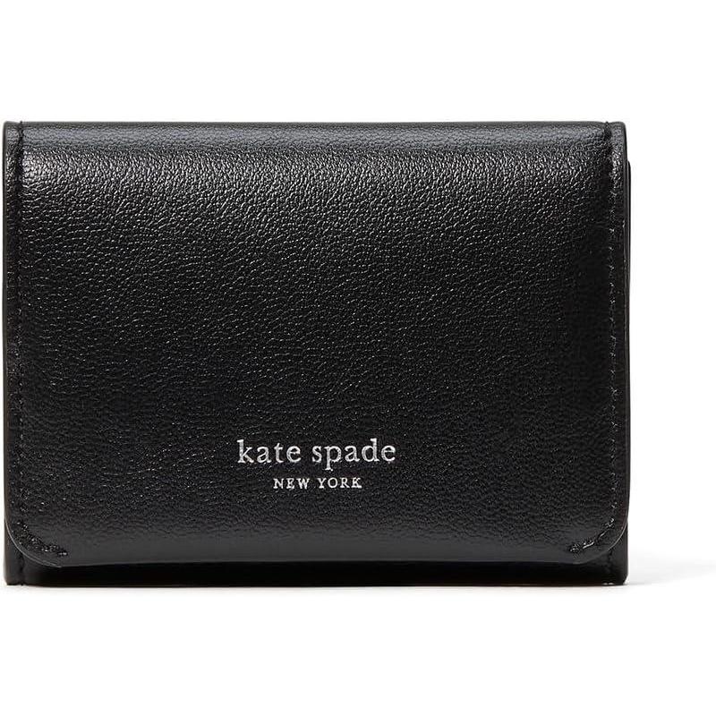 imagekate spade new york Halo Fine Grain Leather Card Case Trifold WalletBlack