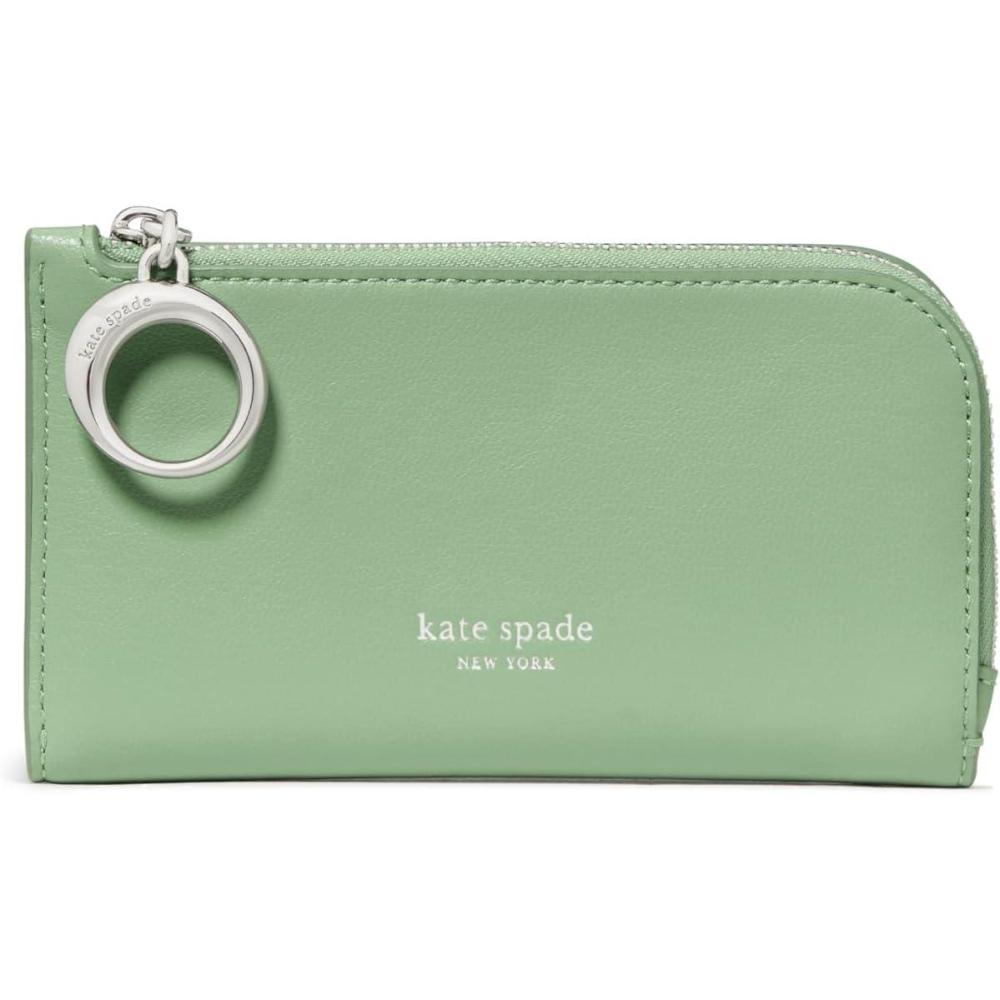 imagekate spade new york Halo Fine Grain Leather Small Slim BifoldStudded Crisp Sage