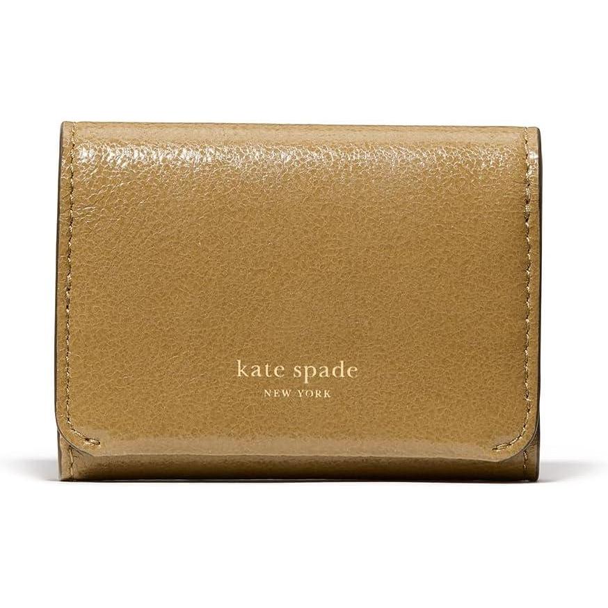 imagekate spade new york Halo Glazed Leather Card Case Trifold WalletDried Thyme