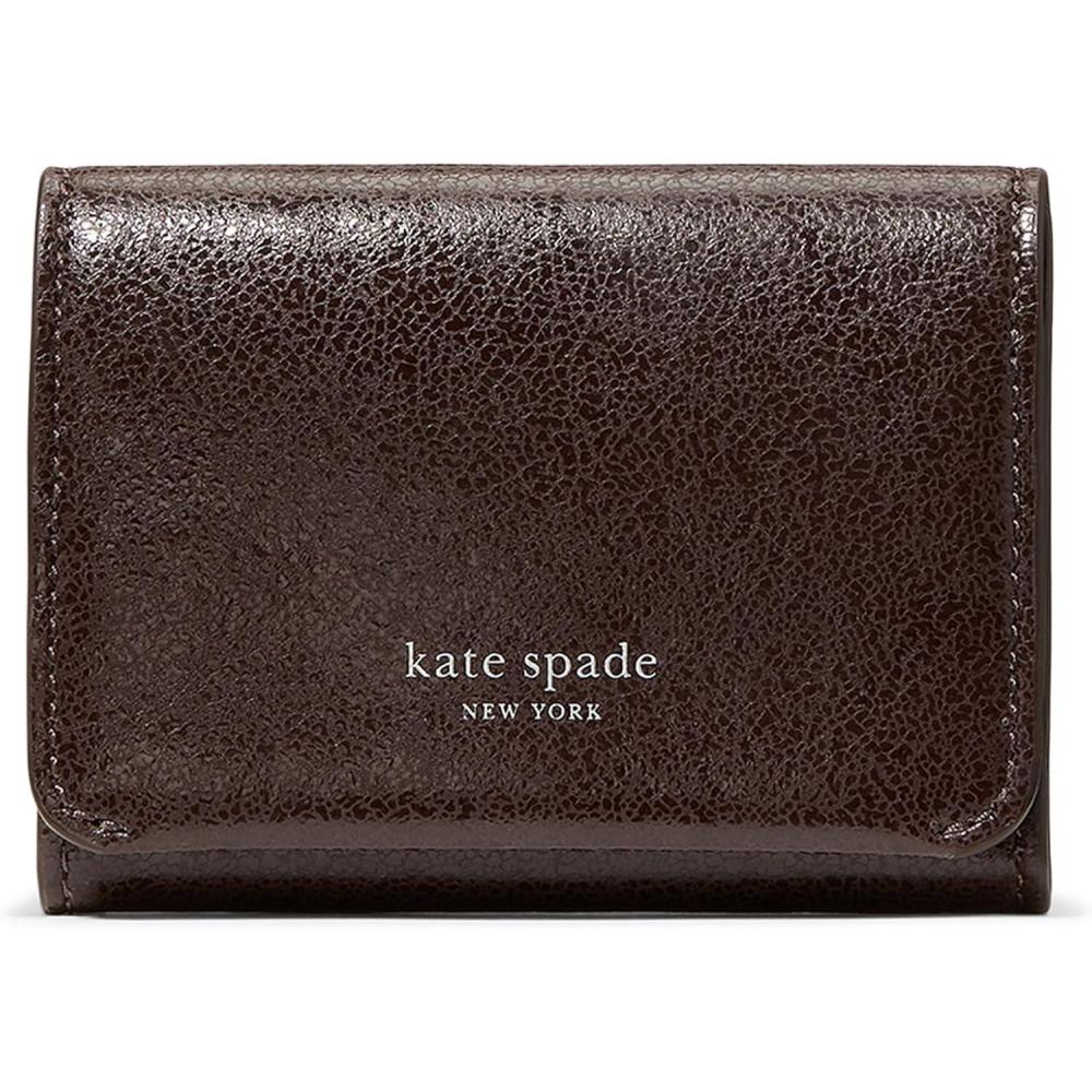 imagekate spade new york Halo Glazed Leather Card Case Trifold WalletHot Fudge