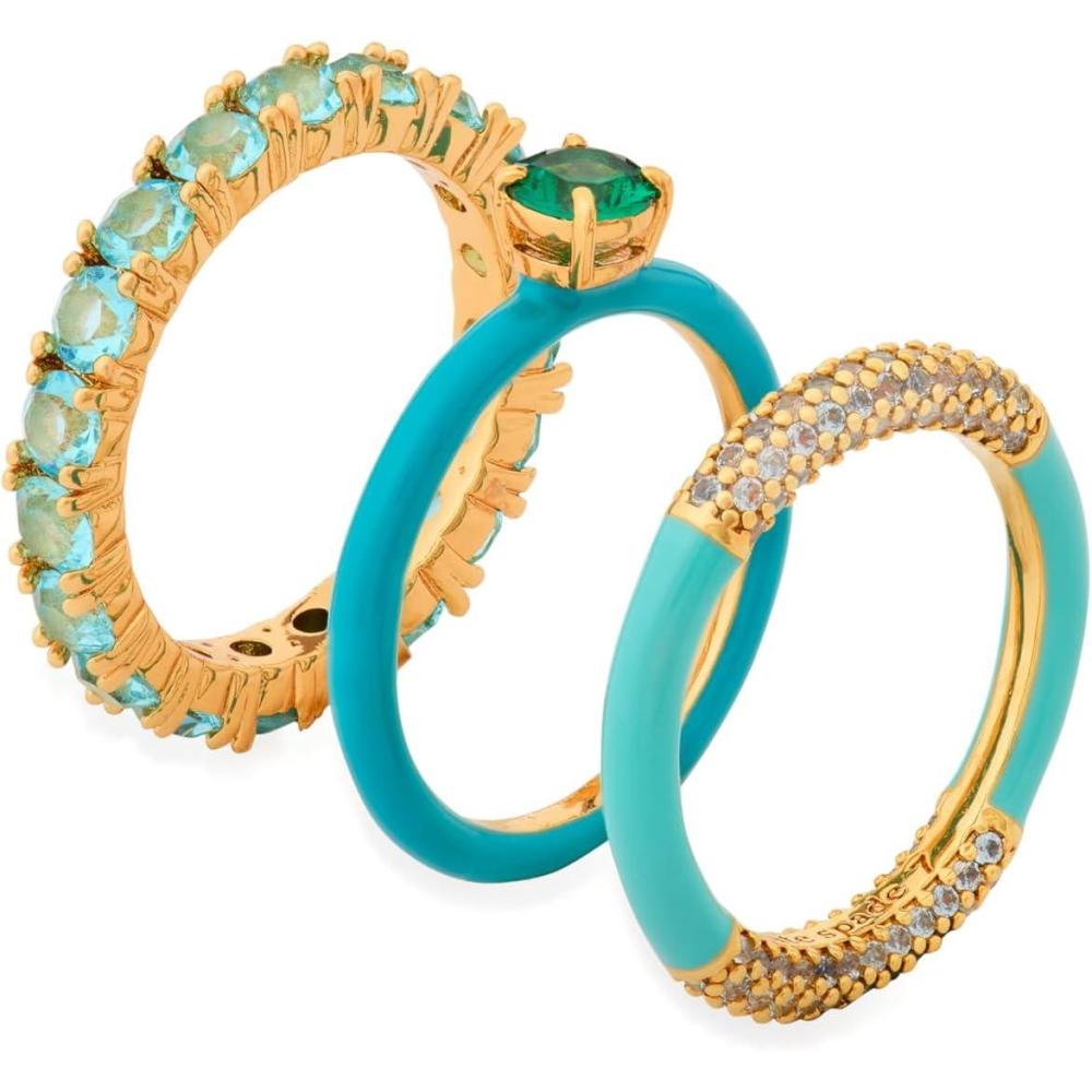 imagekate spade new york Hint Of Shimmer Stacking Ring SetGreen MultiGold