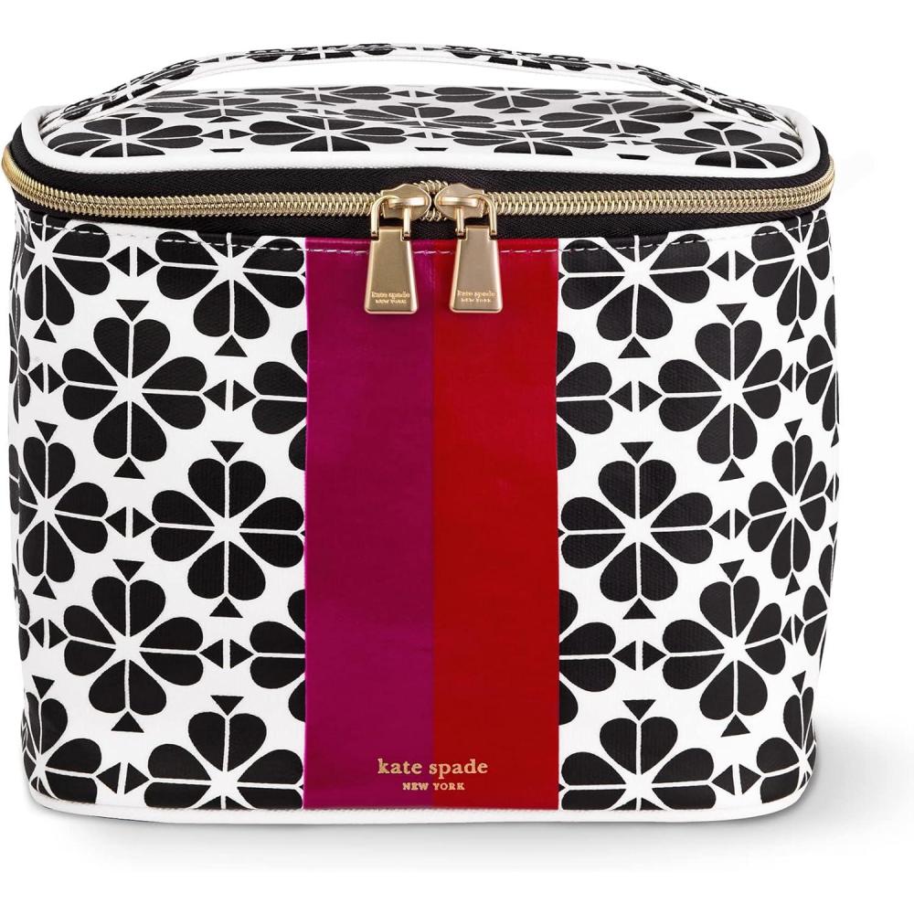 imagekate spade new york Insulated Lunch Tote Small Lunch Cooler Cute Lunch Bag for Women Floral Thermal Bag with Double Zipper Close and Carrying Handle Spade Flower StripeSpade Flower Stripe