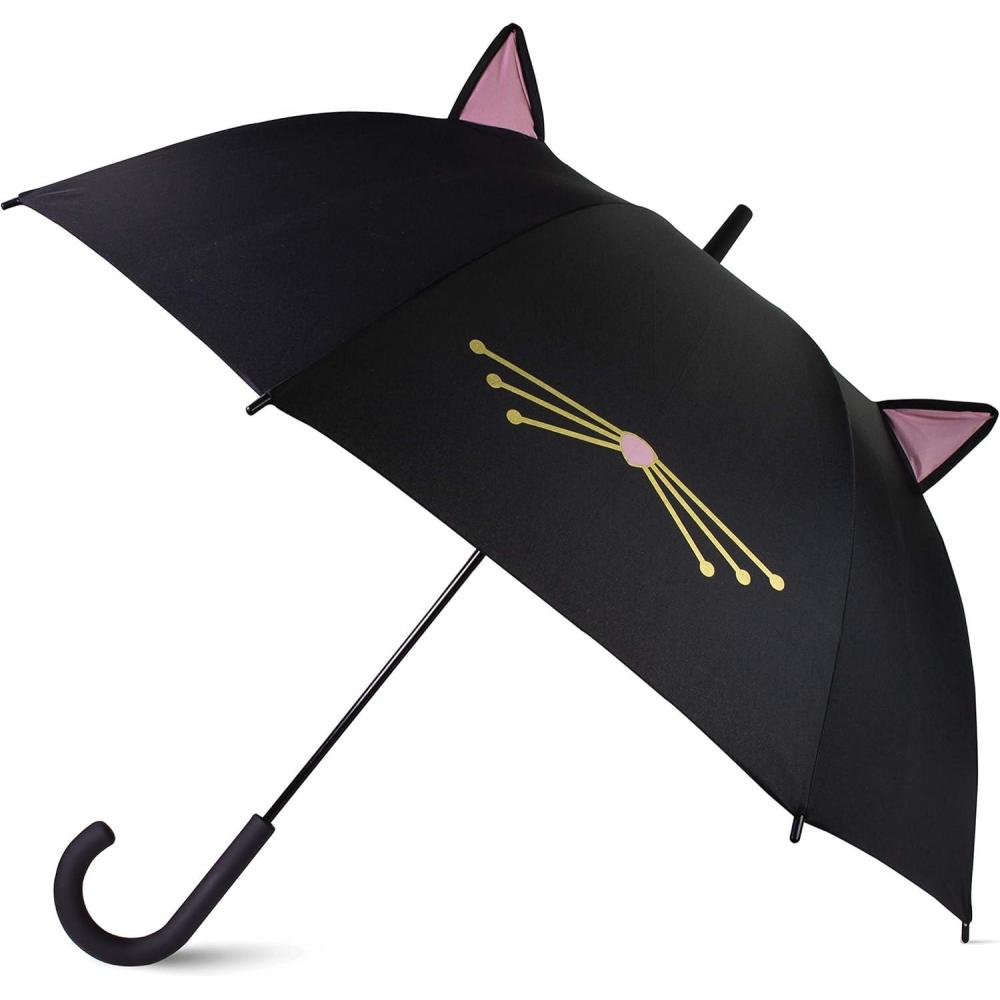 imagekate spade new york Large Lightweight Travel Umbrella Black Cat