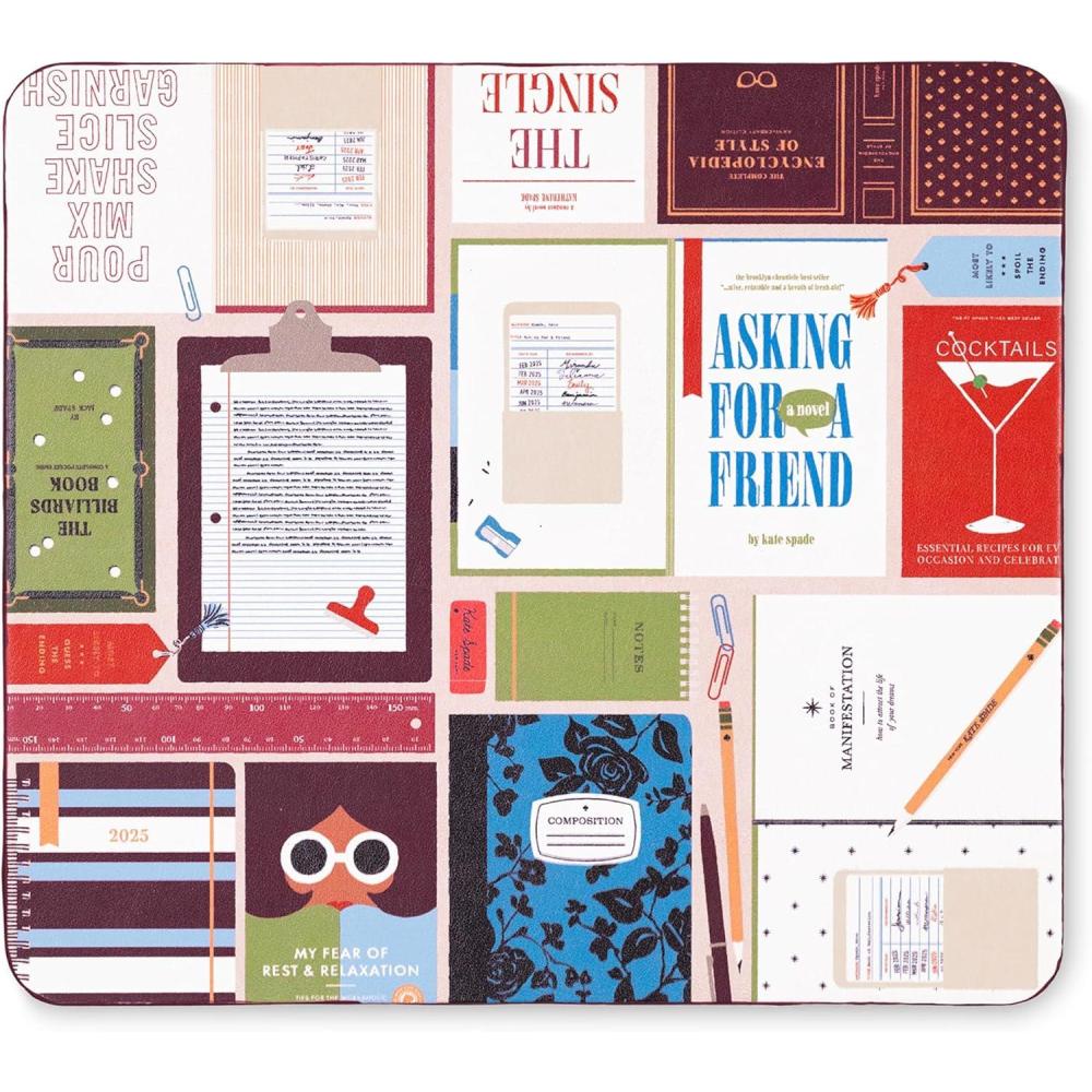 imagekate spade new york Leatherette Mouse Pad 9quot x 8quot Mouse Mat with NonSlip Back Cute Mouse Pad for Office Desk Book Club