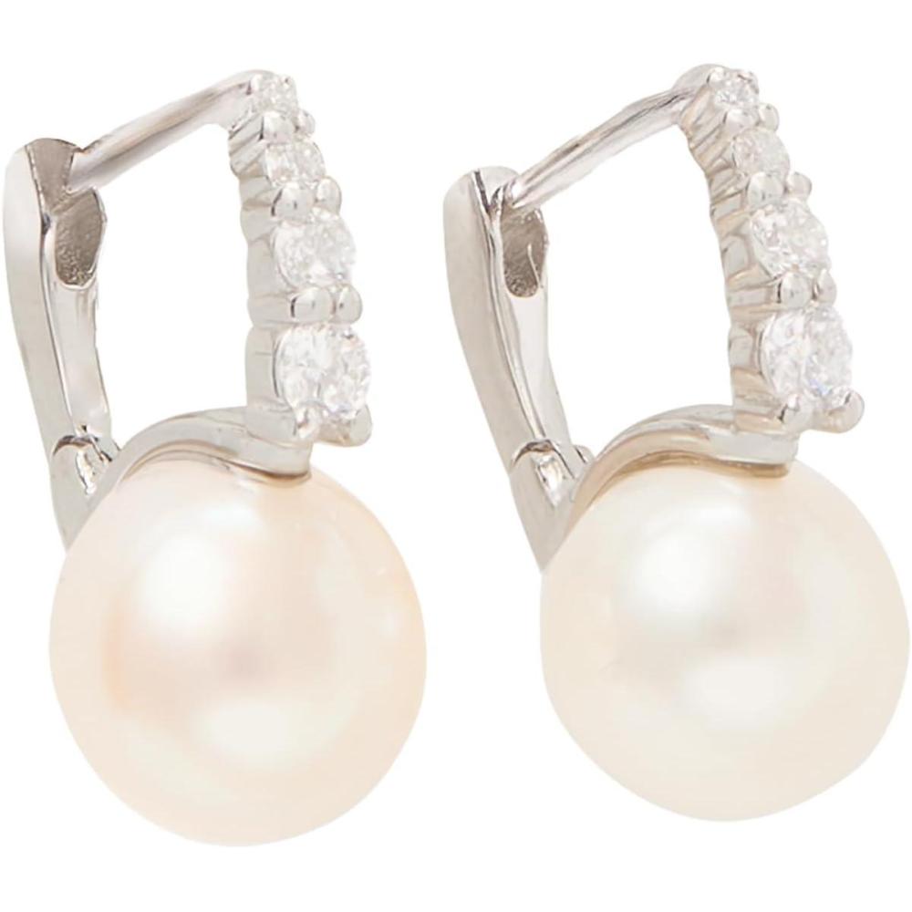 imagekate spade new york Meant To Be Fine Jewelry EarringsSilverPearl Diamond Huggies