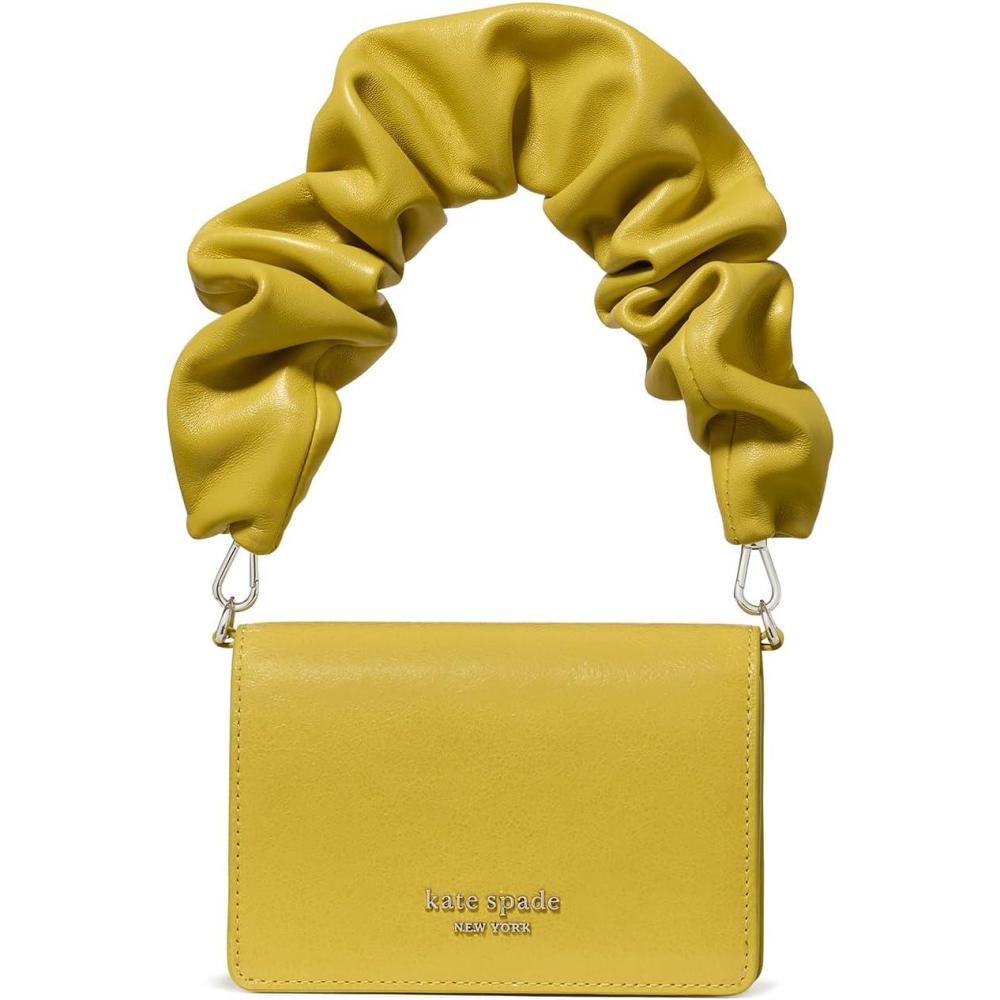 imagekate spade new york Natasha Crinkle Patent Leather Card Case CrossbodyLime Slice With Scrunch Strap