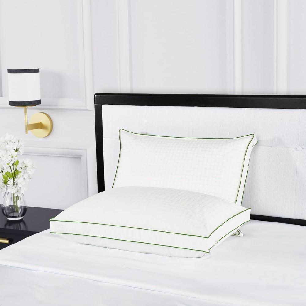 imagekate spade new york Noel SoftMedium 20quot x 28quot Adjustable Down Alternative Pillow 300 Thread Count Cotton Cover Best for Back or Stomach Sleepers Queen WhiteFirmExtra Firm