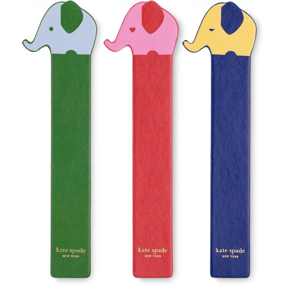 imagekate spade new york Novelty Bookmark Set of 3 Cute Leatherette Book Markers Elephants