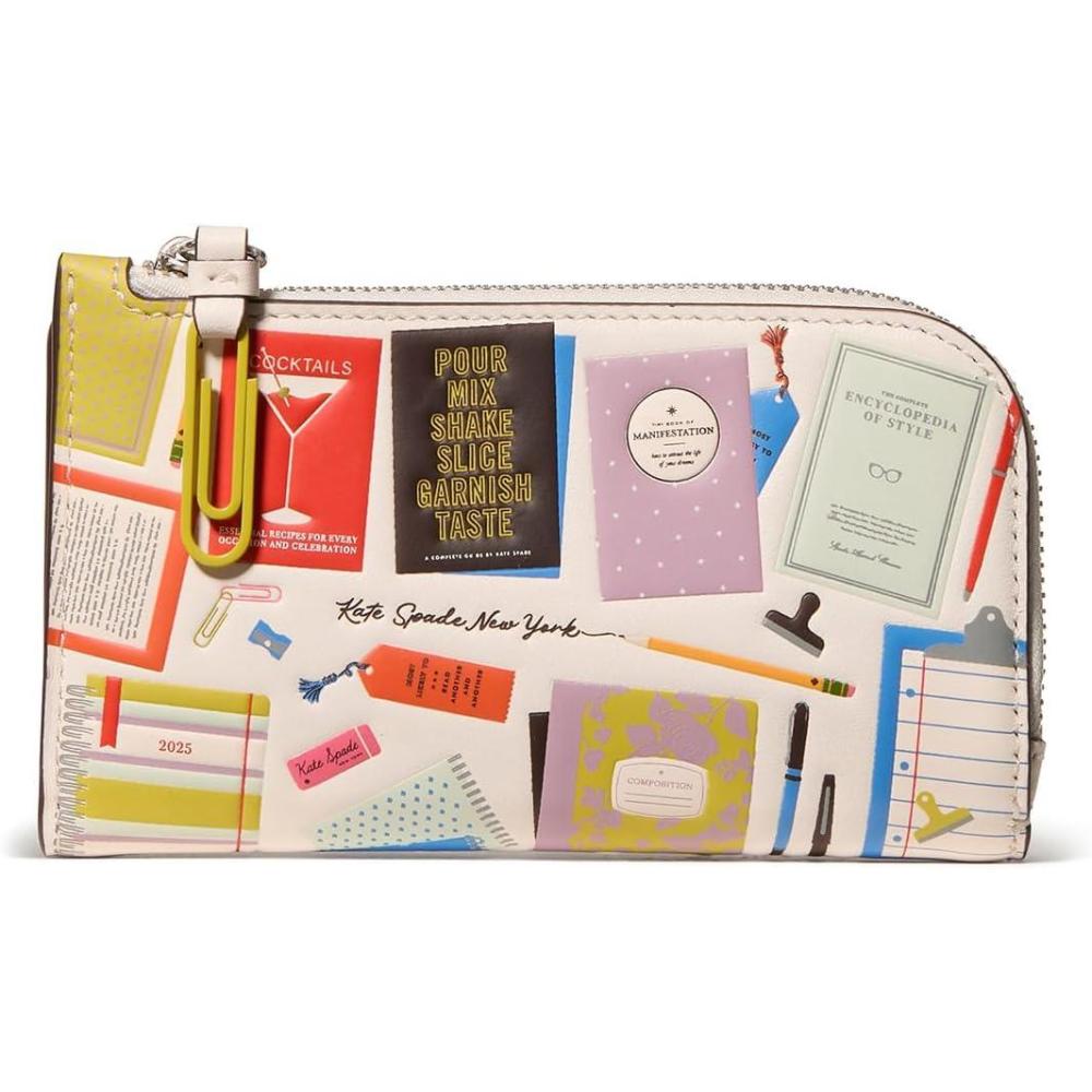 imagekate spade new york Page Turner Bestsellers Print Smooth Leather Small Slim Bifold Wallet