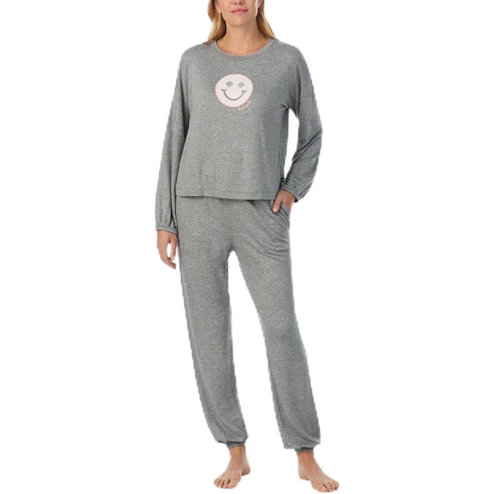 imagekate spade new york Pajamas for Women 2 Piece Set Cozy Cotton Blend Sweater Knit Long Sleeve and Pant Lounge SetGrey Heather