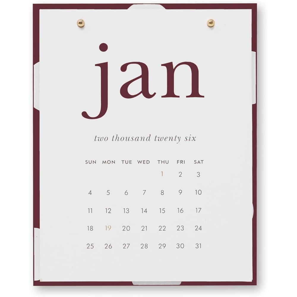 imagekate spade new york Small Desk Calendar 2026 Monthly Desktop Calendar Dated January 2026  December 2026 Acrylic Stand 375 x 475 Julie Dot