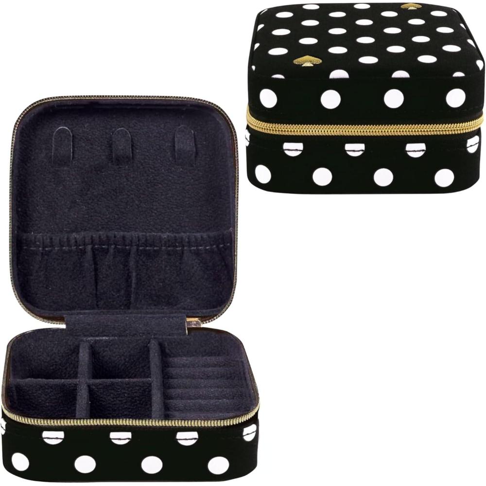 imagekate spade new york Small Travel Jewelry Case Black Dotted Jewelry Box to Organize Rings Necklaces Earrings Polka Dot