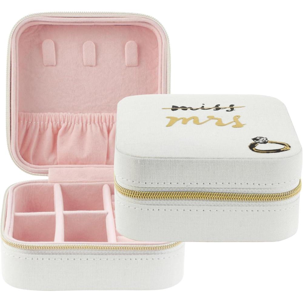 imagekate spade new york Small Travel Jewelry Case White Wedding Jewelry Box to Organize Rings Necklaces Earrings Miss to Mrs