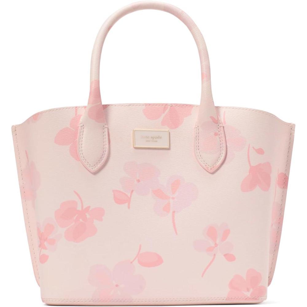 imagekate spade new york Suite Crossgrain Leather Crossbody Tote BagBlush Cloud Multi Spring Pansies