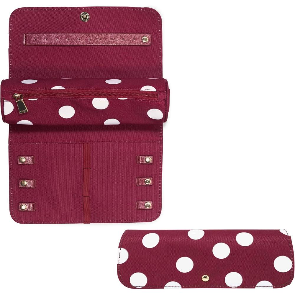 imagekate spade new york Travel Jewelry Case Organizer Fabric Jewelry Box for Women Cute Jewelry Organizer Holds Necklaces Rings Bracelets Small Jewelry Roll Safari FloralJulie Dot