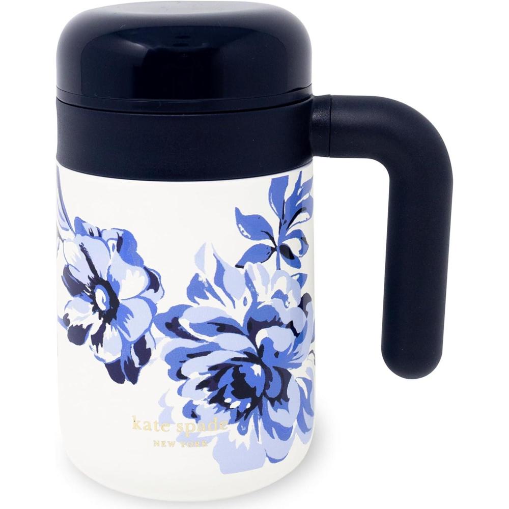 imagekate spade new york Travel Tea Mug16 oz Stainless Steel Thermal Mug with Tea Infuser Floral Toile