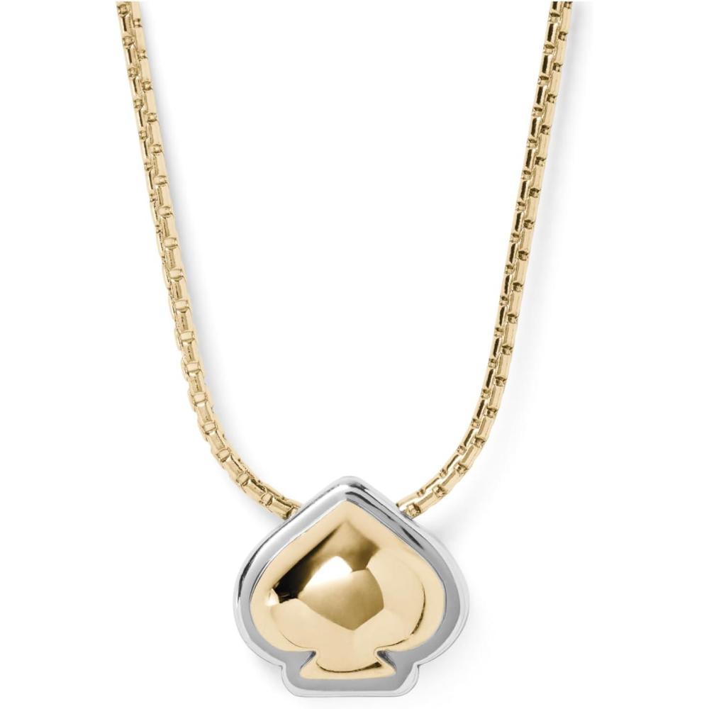 imagekate spade new york Womens Brass Pendant Necklace SilverGold Cubic Zirconia Adult Fashion Irregular Stone Lobster Clasp 489g