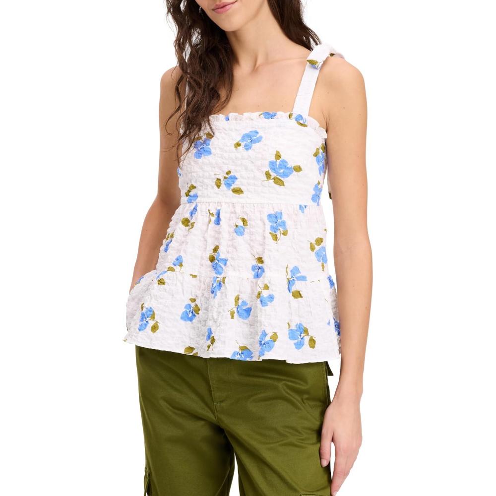 imagekate spade new york Womens Painterly Bouquet Tiered TopDiamond BlueFresh White