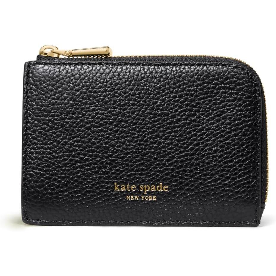 imagekate spade new york Womens Pebbled Leather Mini Zip Card CaseBlack