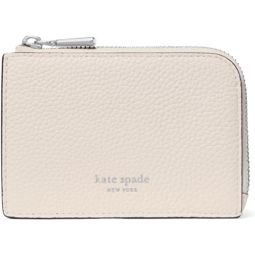 imagekate spade new york Womens Pebbled Leather Mini Zip Card CaseCashew Milk