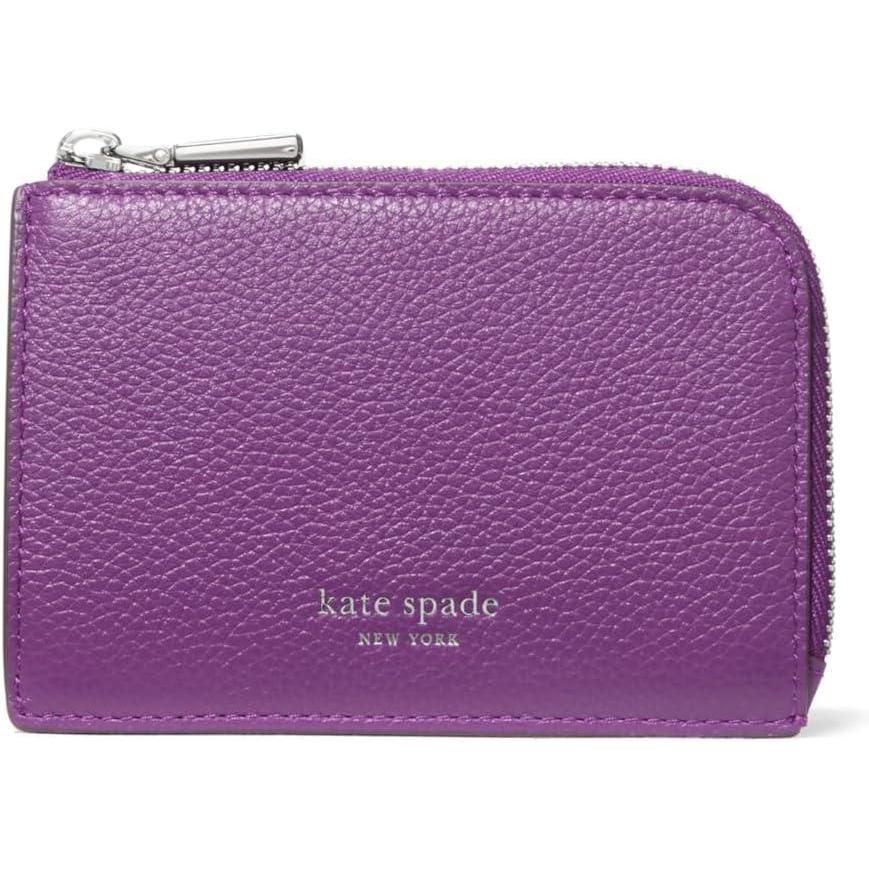 imagekate spade new york Womens Pebbled Leather Mini Zip Card CaseNightshade